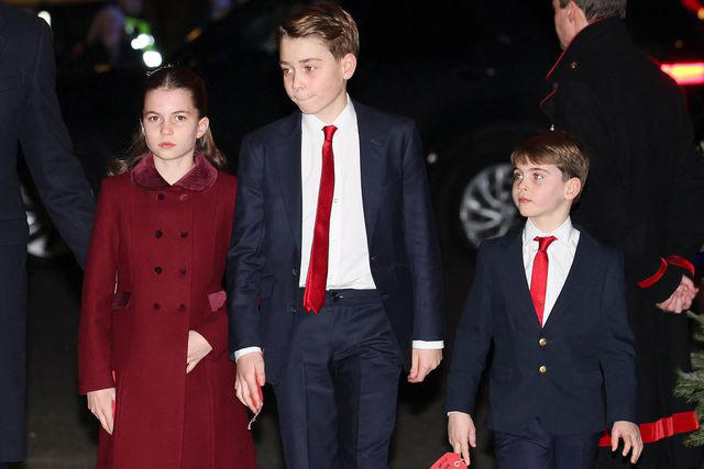 Isabel Infantes-WPA Pool/Getty Princess Charlotte, Prince George and Prince Louis attend the 'Together At Christmas' Carol Service at Westminster Abbey on Dec. 6, 2024 in London, England