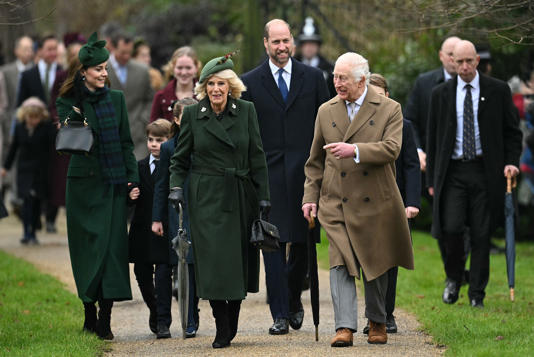 Kate Middleton arrives at church in Sandringham with the Royal Family. (Image credit: OLI SCARFF/AFP via Getty Images)