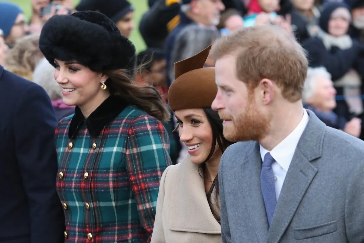 Kate Middleton, Meghan Markle, and Prince Harry on Christmas in 2017