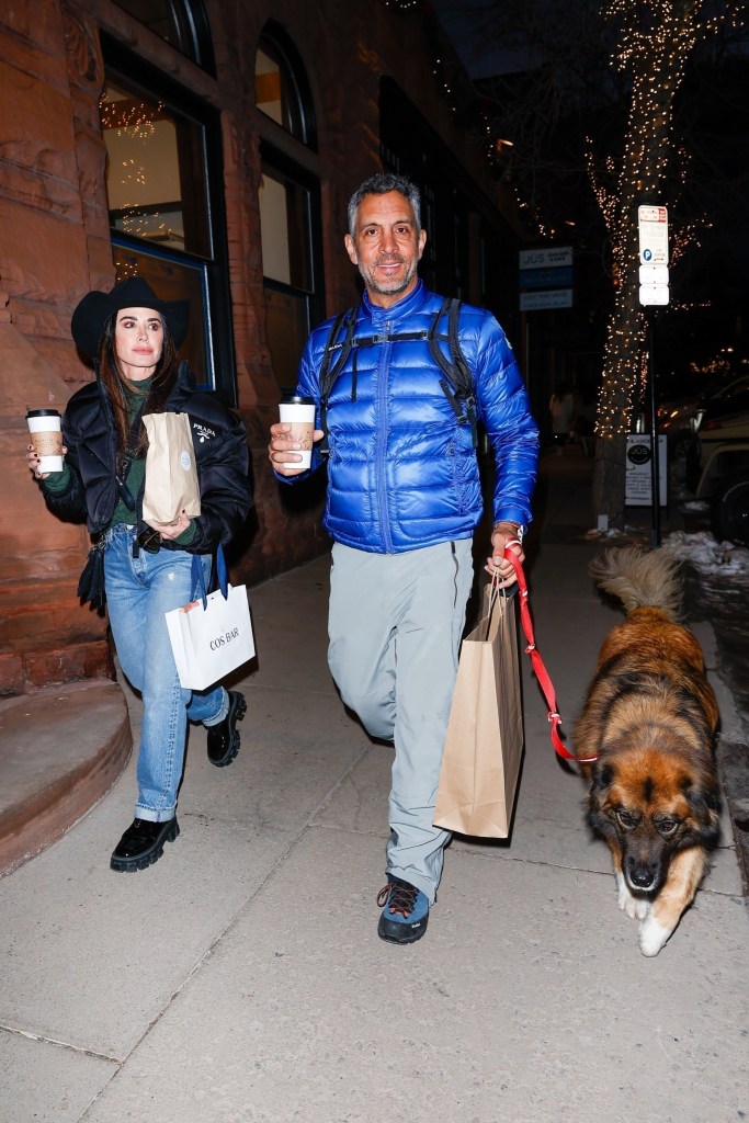 Actress Kyle Richards is spotted walking her dog alongside estranged husband Mauricio Umansky in Aspen, Colo., on Saturday.