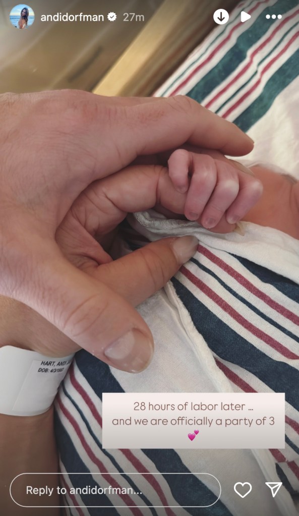 Andi Dorfman IG post about baby's birth