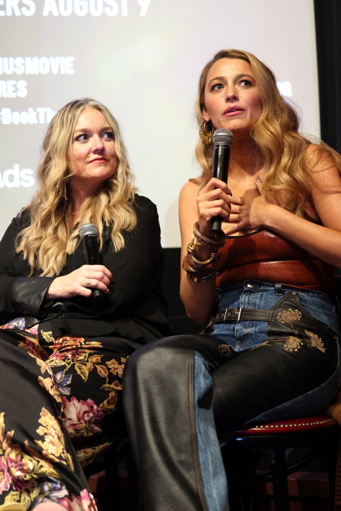 Colleen Hoover and Blake Lively seen at a META screening of IT ENDS WITH US at The Roxy Hotel on August 05, 2024 in New York City.