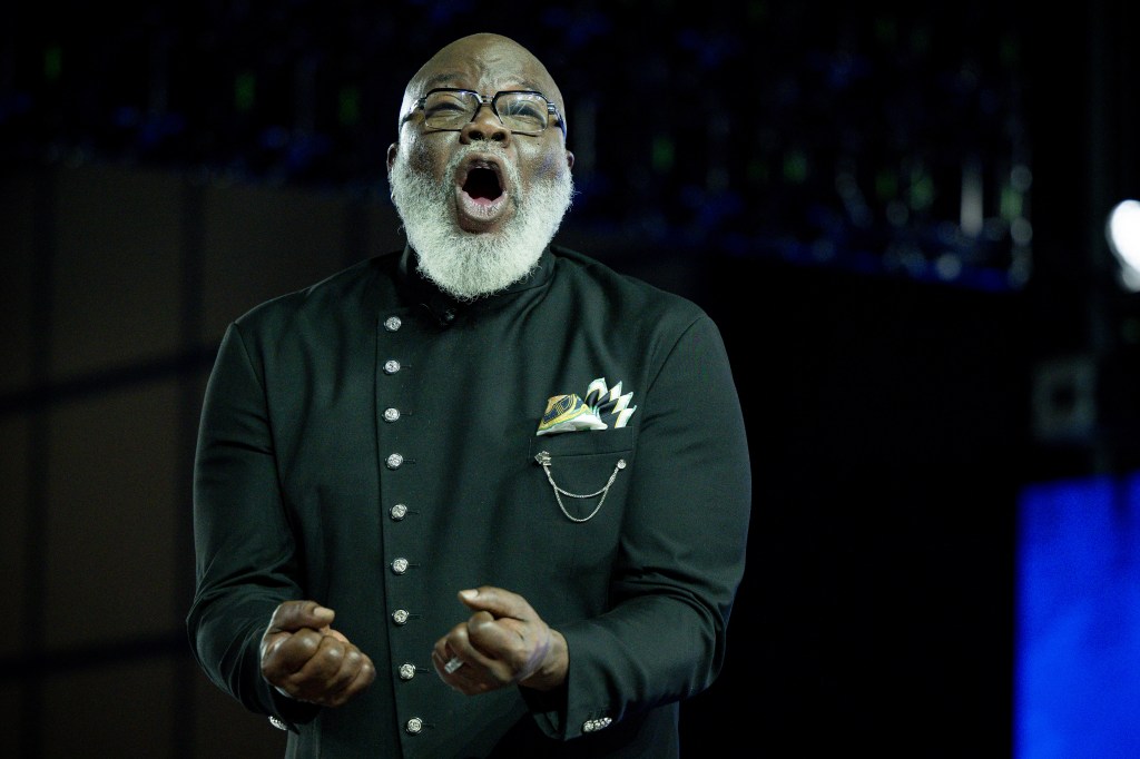 Bishop T.D. Jakes speaks on stage during day 3 of the Cry Out 2024 at George R. Brown Convention Center on June 23, 2024 in Houston, Texas.