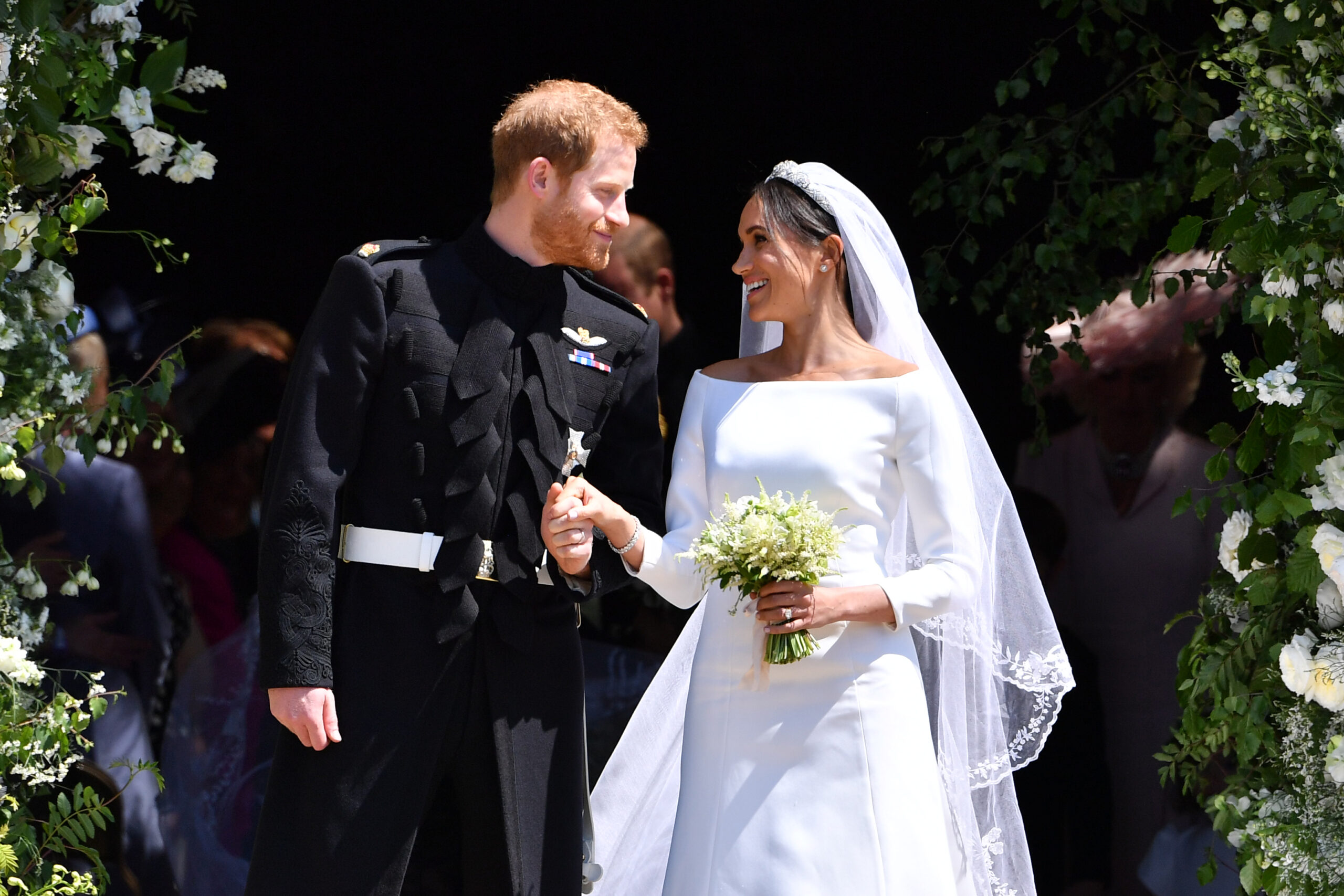 Meghan Markle and Prince Harry at wedding.