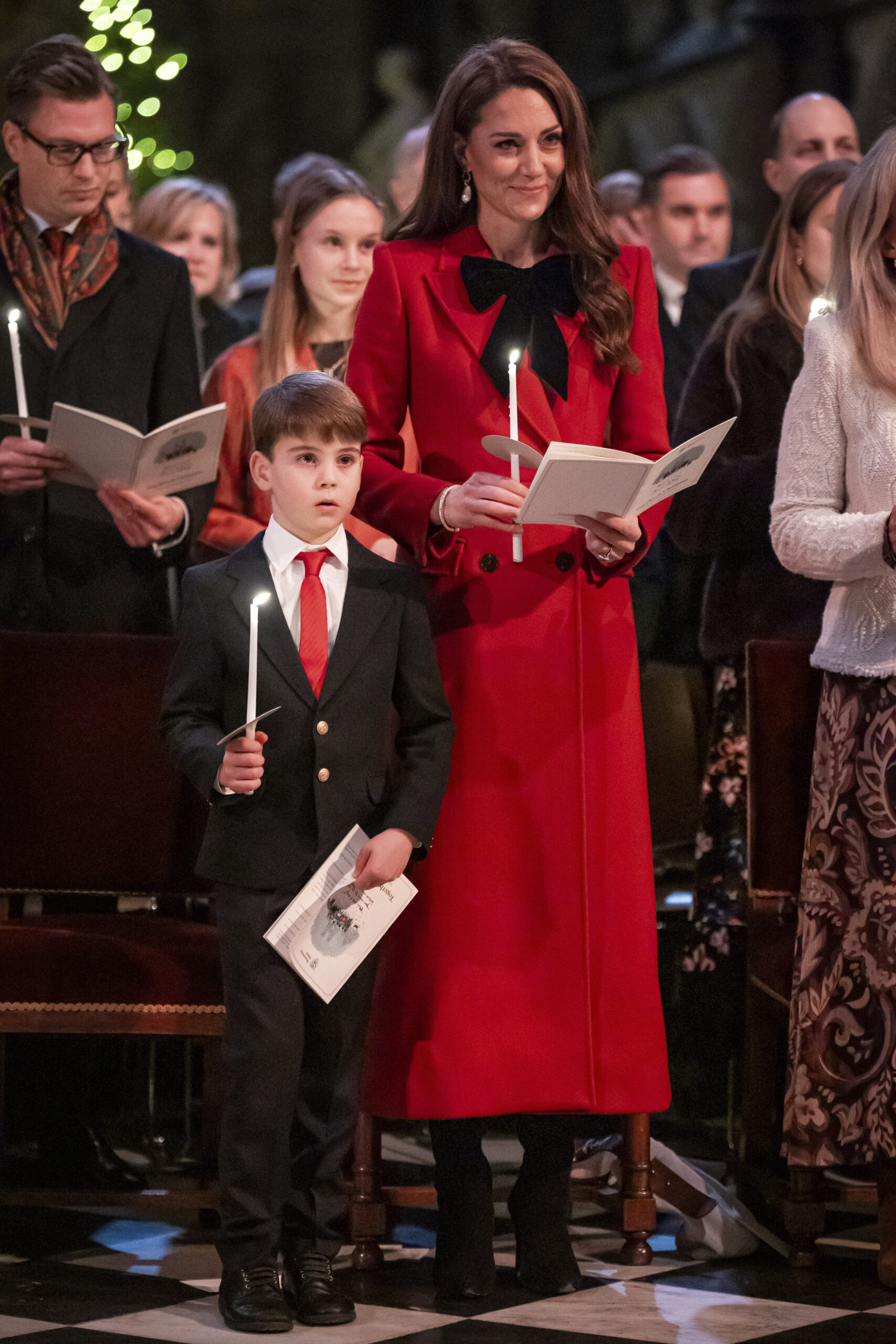 Britain's Prince Louis and Kate, the Princess of Wales, during the Together At Christmas carol service at Westminster Abbey.