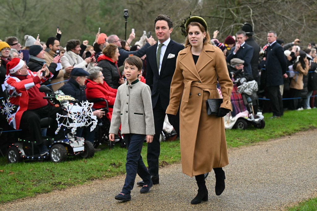 Princess Beatrice with husband Edoardo Mapelli Mozzi and stepson Christopher Woolf