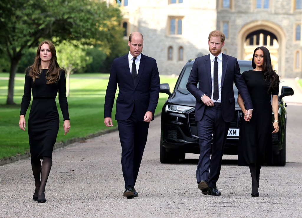 Prince Harry, Meghan Markle, Prince William and Kate Middleton in 2022.