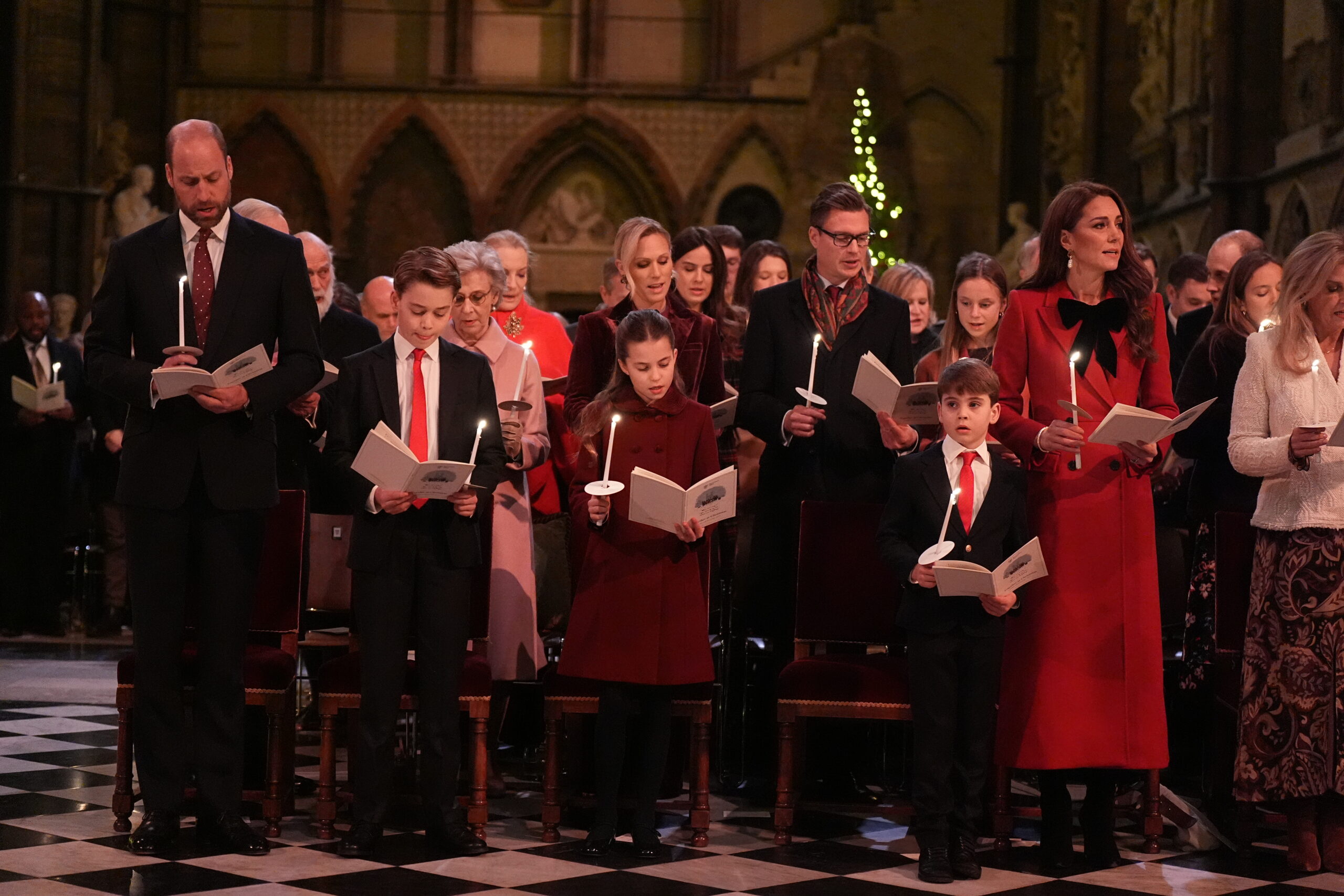 Prince William, Princess Charlotte, Prince George, Prince Louis and Kate Middleton at the "Together at Christmas" carol service in December 2024