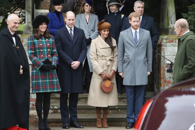 Chris Jackson/Getty Images Princess Beatrice, Princess Eugenie, Princess Anne, Princess Royal, Prince Andrew, Duke of York, Prince William, Duke of Cambridge, Prince Philip, Duke of Edinburgh, Catherine, Duchess of Cambridge, Meghan Markle and Prince Harry attend Christmas Day Church service at Church of St Mary Magdalene on Dec. 25, 2017 in King's Lynn, England