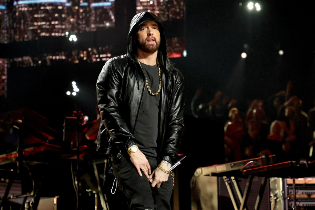 Eminem performs onstage during the 37th Annual Rock & Roll Hall of Fame Induction Ceremony at Microsoft Theater on Nov. 05, 2022 in Los Angeles.