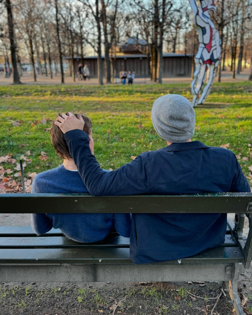 Gwyneth Paltrow shared a photo of her son sitting on a bench.