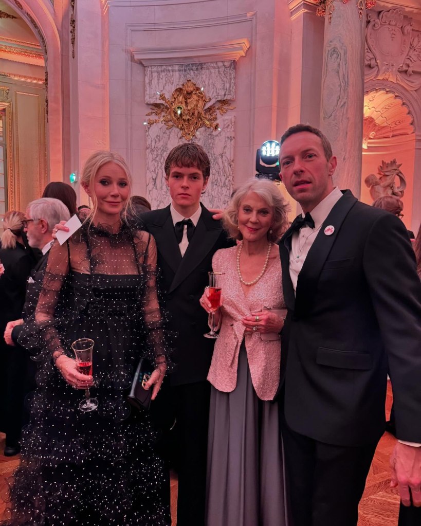 Exes Gwyneth Paltrow and Chris Martin pose together in rare photo at daughter Apple's Parisian debutante ball.