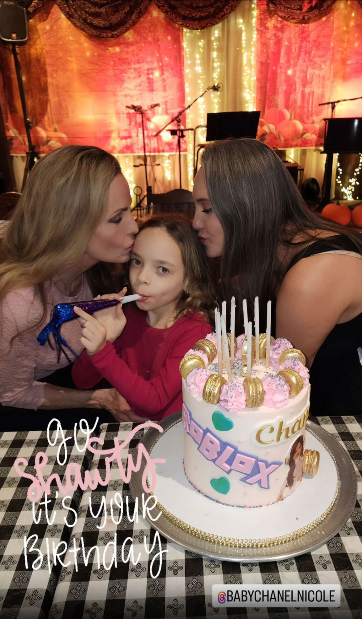 Coco's sister, Kristy Williams, and her mother, Tina Austin, posing with daughter Chanel