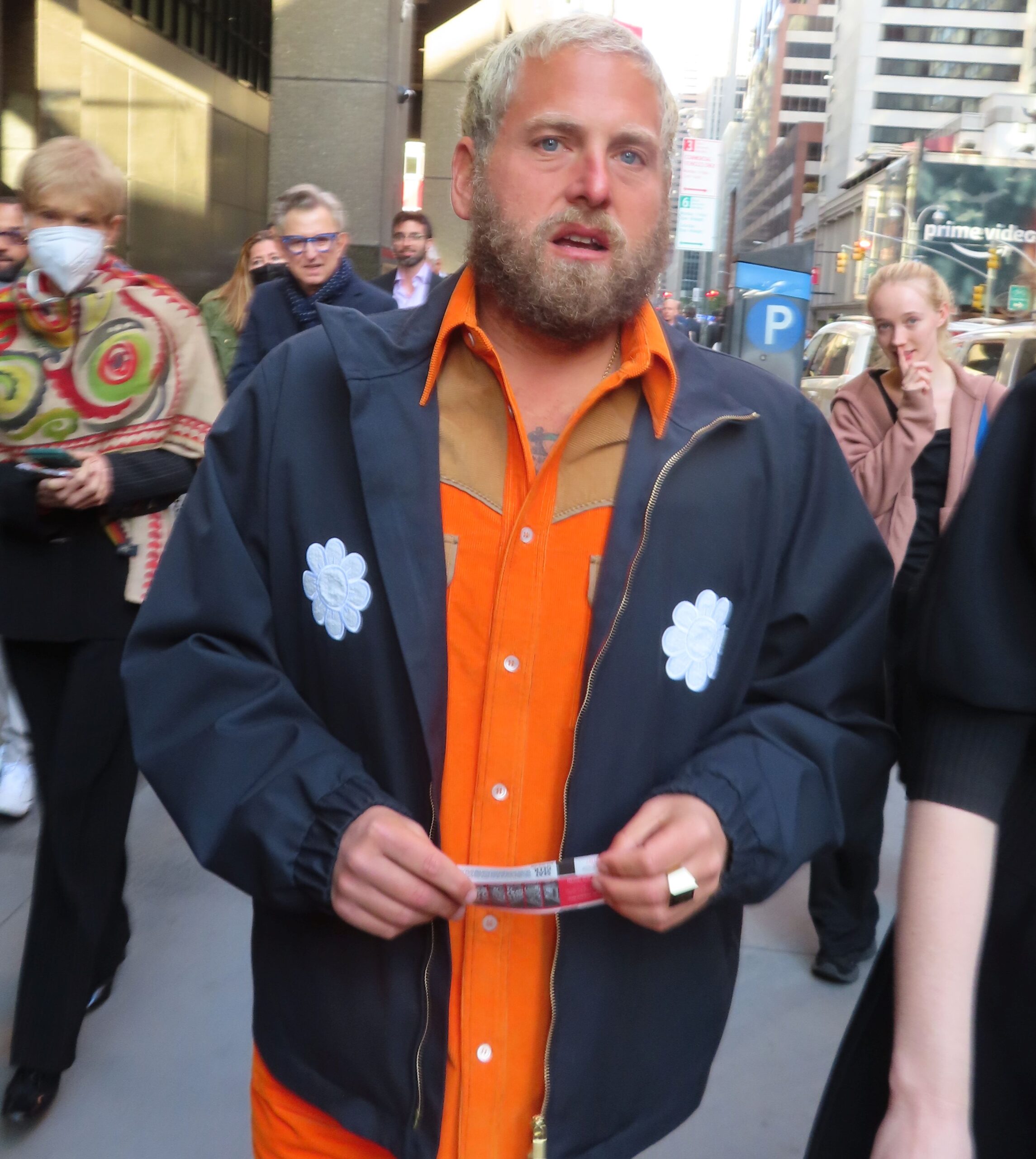 Jonah Hill in Times Square.