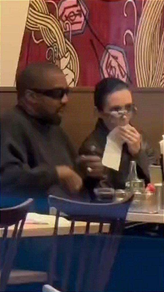 Kanye West and Bianca Censori at a restaurant in Tokyo