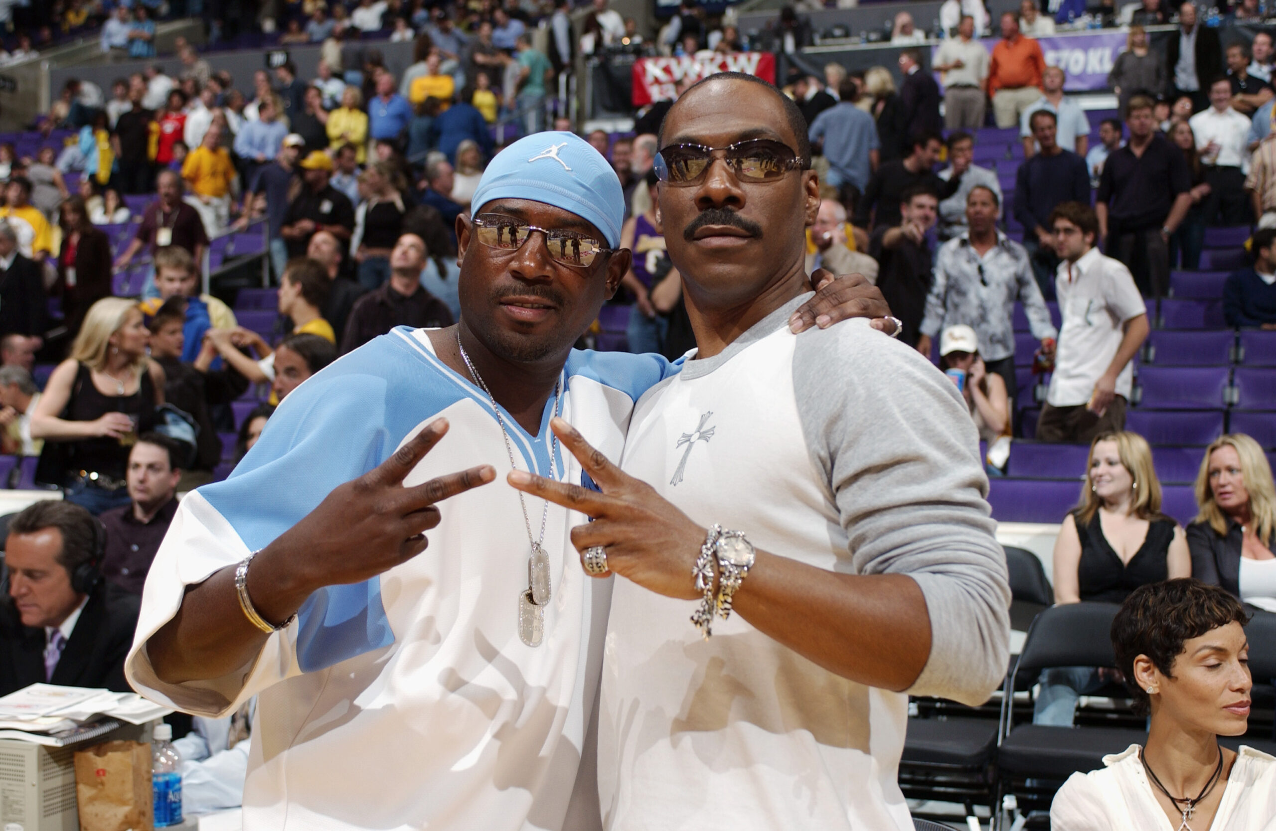 Eddie Murphy and Martin Lawrence at the 2003 NBA Playoffs.