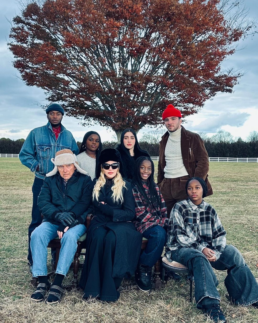 Madonna with her dad and children.