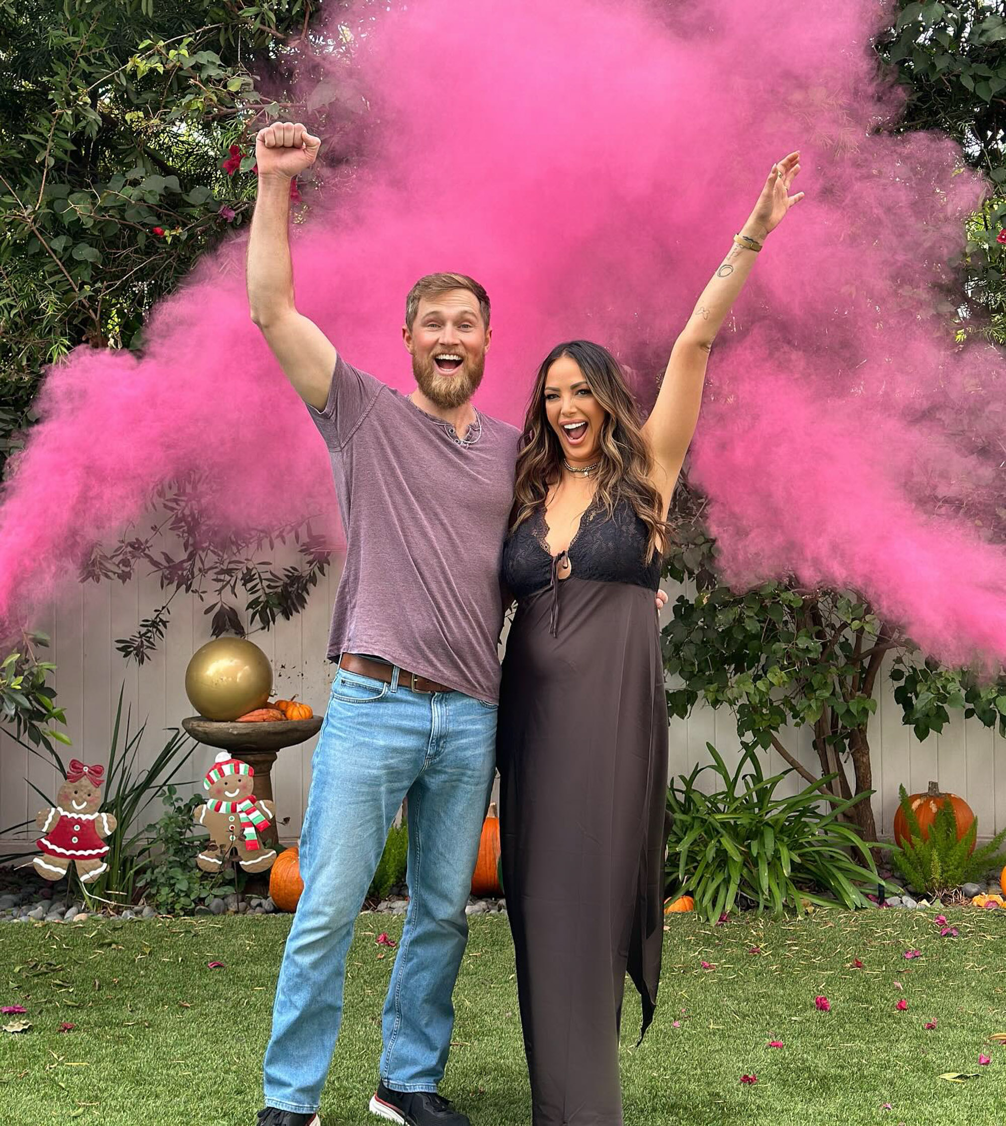 Luke Broderick and Kristen Doute celebrating their baby girl's gender reveal