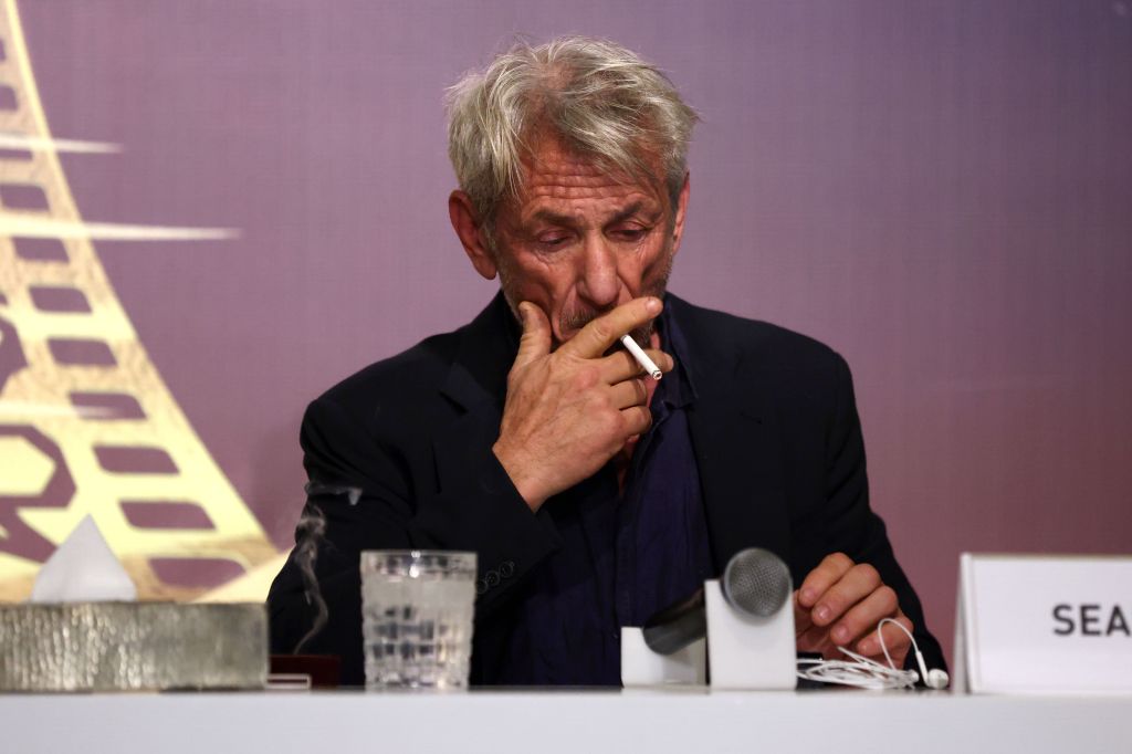 Sean Penn at a press conference for the Marrakech International Film Festival