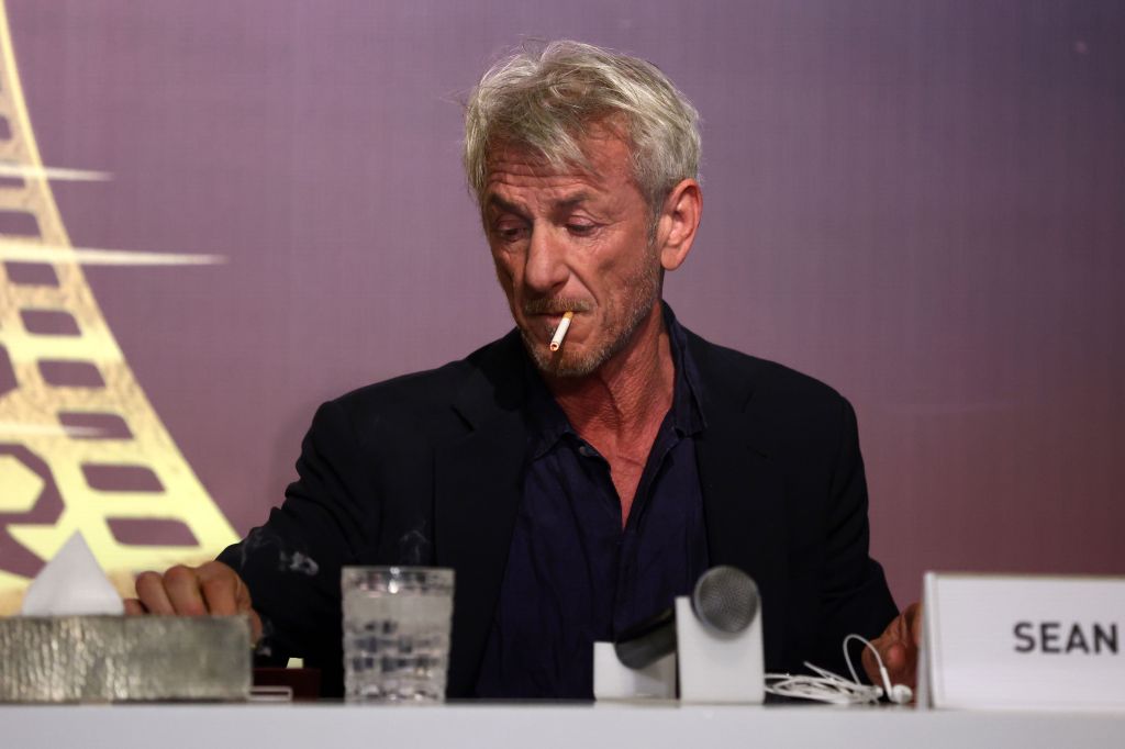 Sean Penn at a press conference for the Marrakech International Film Festival