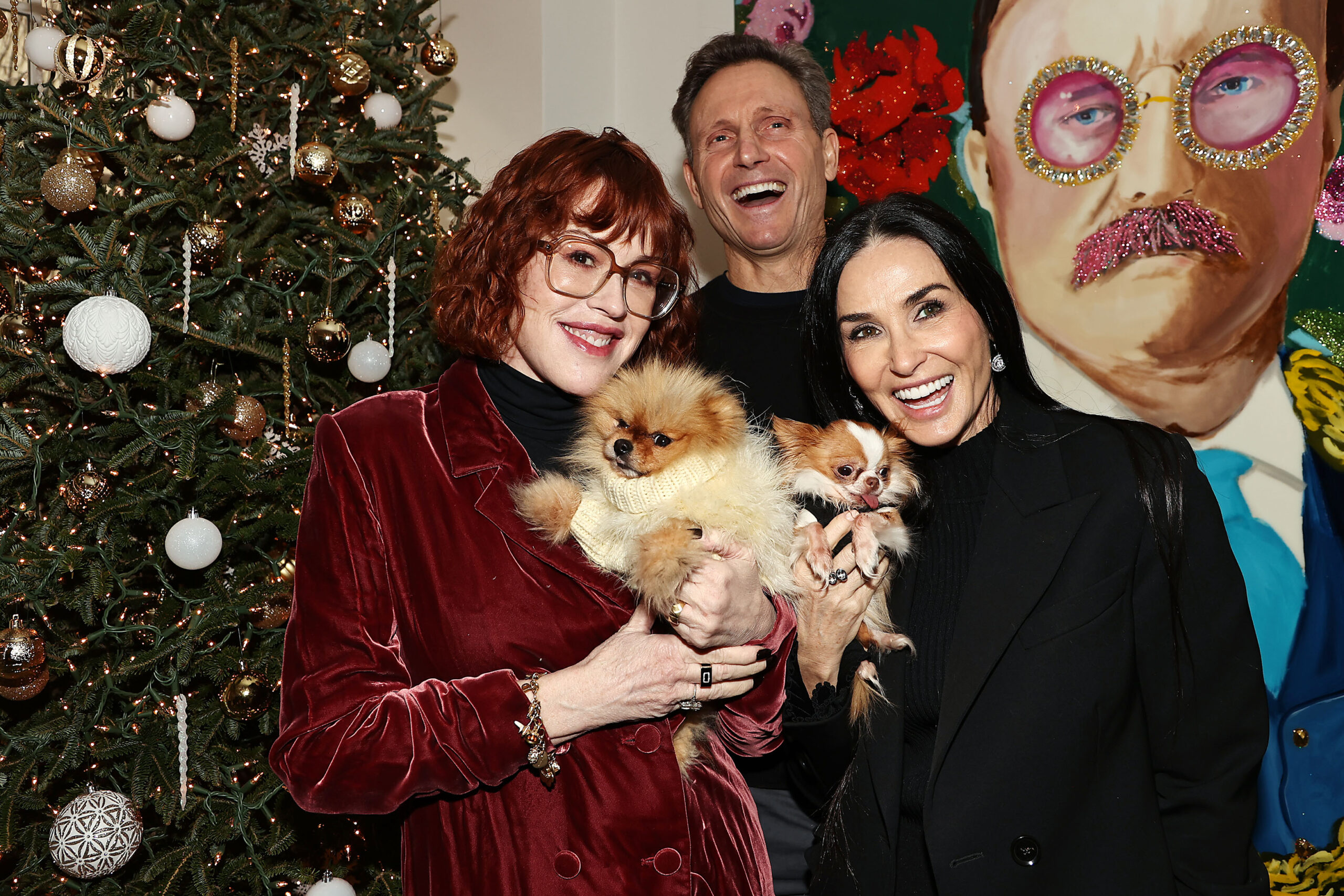 Molly Ringwald, Milly (from left), Tony Goldwyn, Pilaf and Demi Moore form their own “Breakfast Club” in NYC.