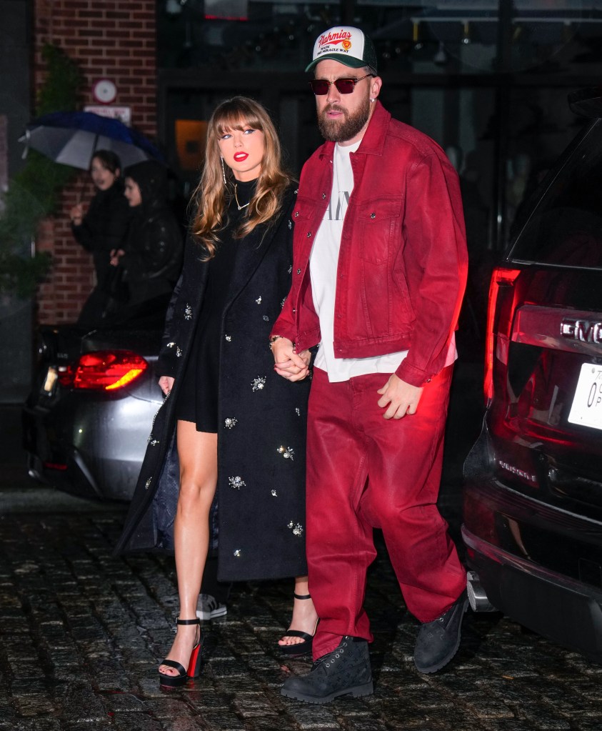 Taylor Swift and Travis Kelce are seen on December 28, 2024 in New York City.