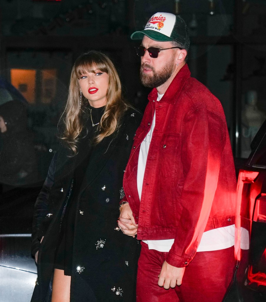 Taylor Swift and Travis Kelce are seen on December 28, 2024 in New York City.