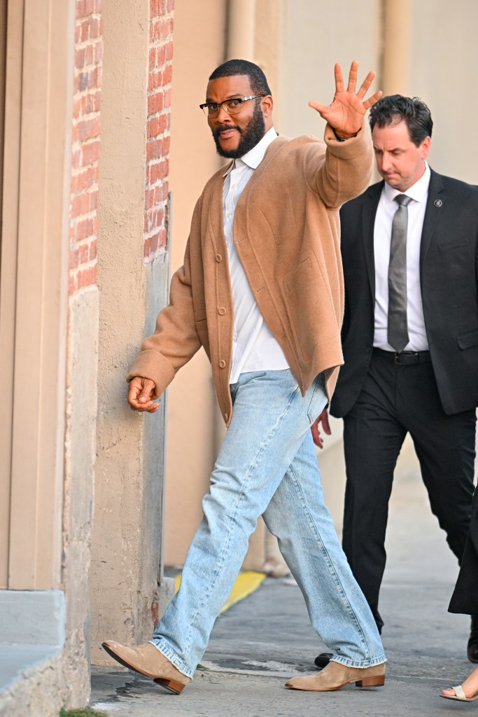 Tyler Perry is waving to photographers on Dec. 04, 2024 in Los Angeles.