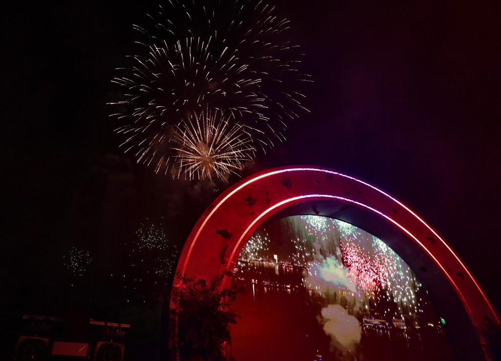 Fireworks at Sinan Tuna's 2024 Art Basel Party in Miami on Dec. 5.