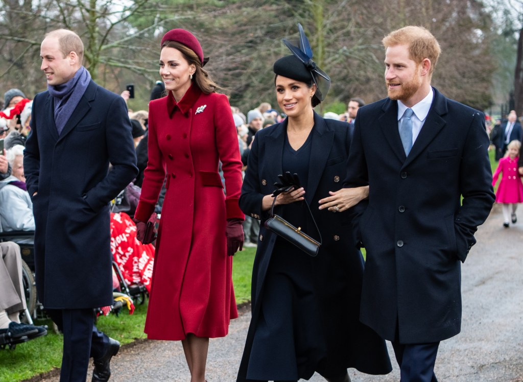 Prince Harry, Meghan Markle, Prince William and Kate Middleton in Sandringham on DEc. 25, 2018.