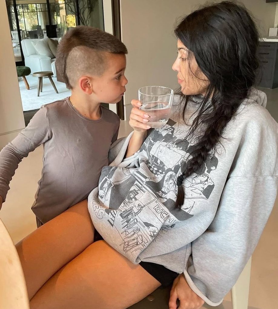 Kourntey Kardashian and her son Reign.