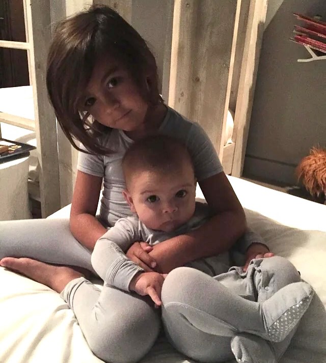 Mason and Reign Disick posing together.