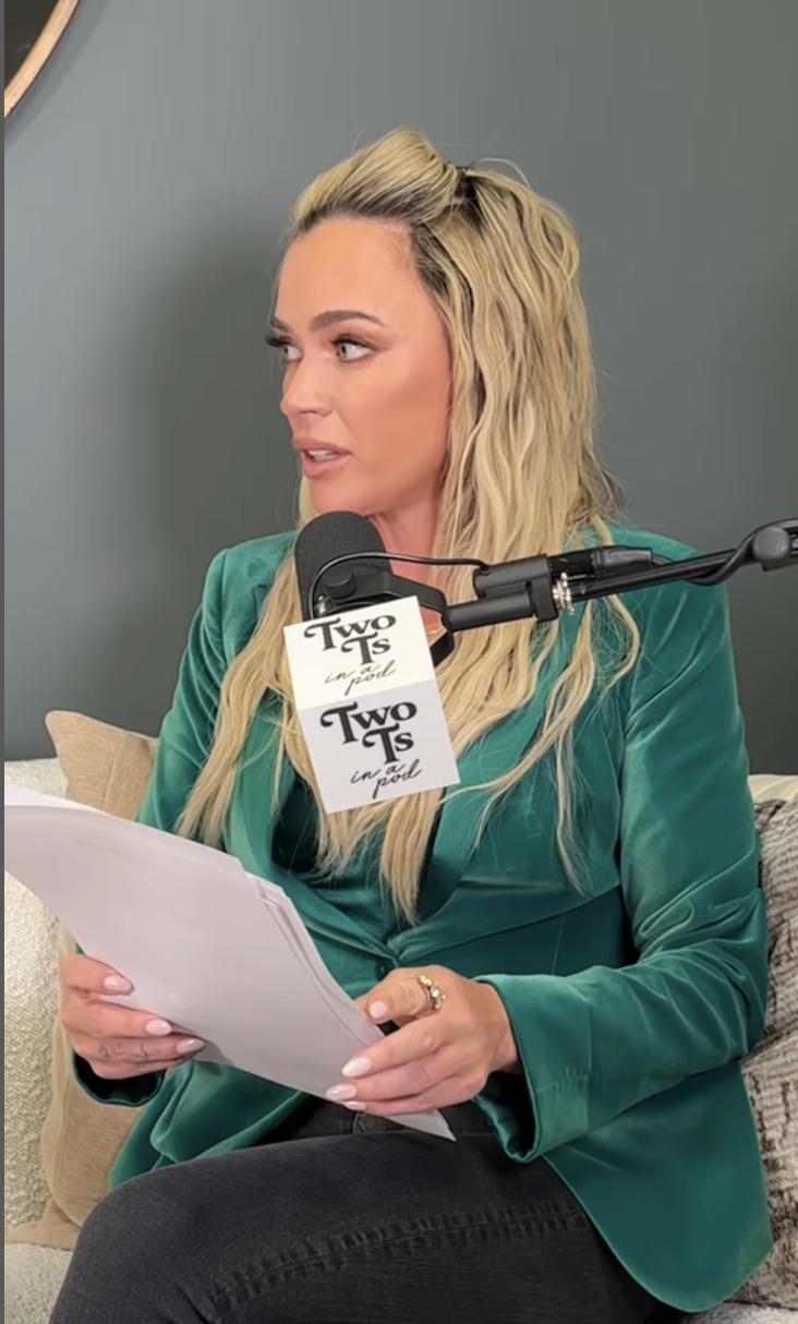 Teddi Mellencamp hosting her podcast