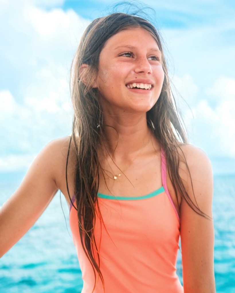 Tom Brady shared a snap of his daughter Vivian smiling by the ocean.