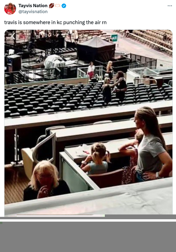 Fan pics of Travis Kelce's family at Taylor Swift's concert on Friday.