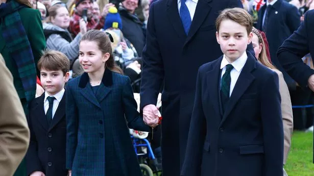 George, Charlotte and Louis walk to church this morning