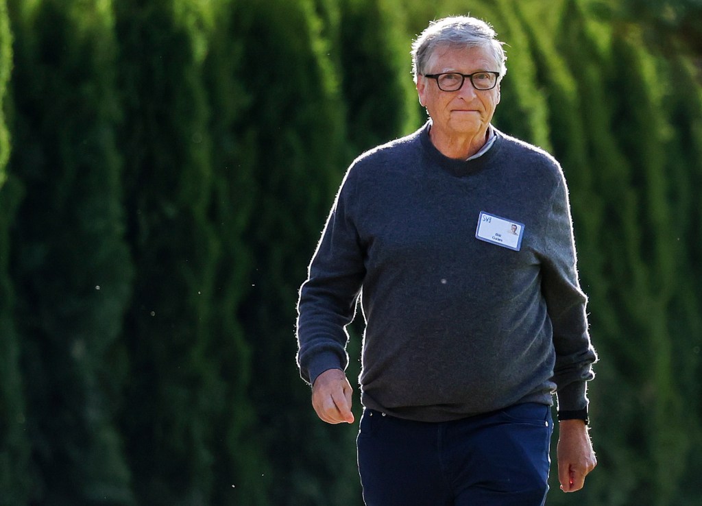 Bill Gates, co-founder of Microsoft and Chair of the Gates Foundation, walks to a morning session during the Allen & Company Sun Valley Conference on July 08, 2022 in Sun Valley, Idaho.