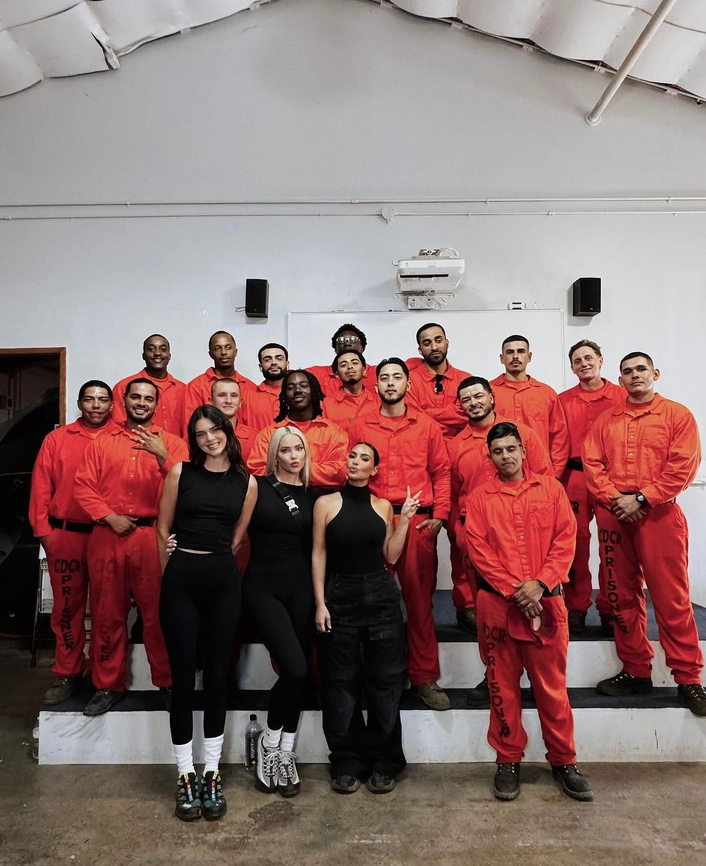 Kim Kardashian and Kendall Jenner visiting incarcerated firefighters in 2024.