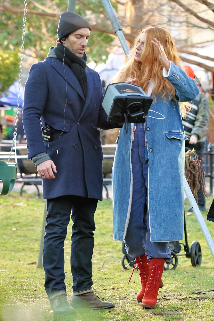 Justin Baldoni and Blake Lively on the set of "It Ends With Us."