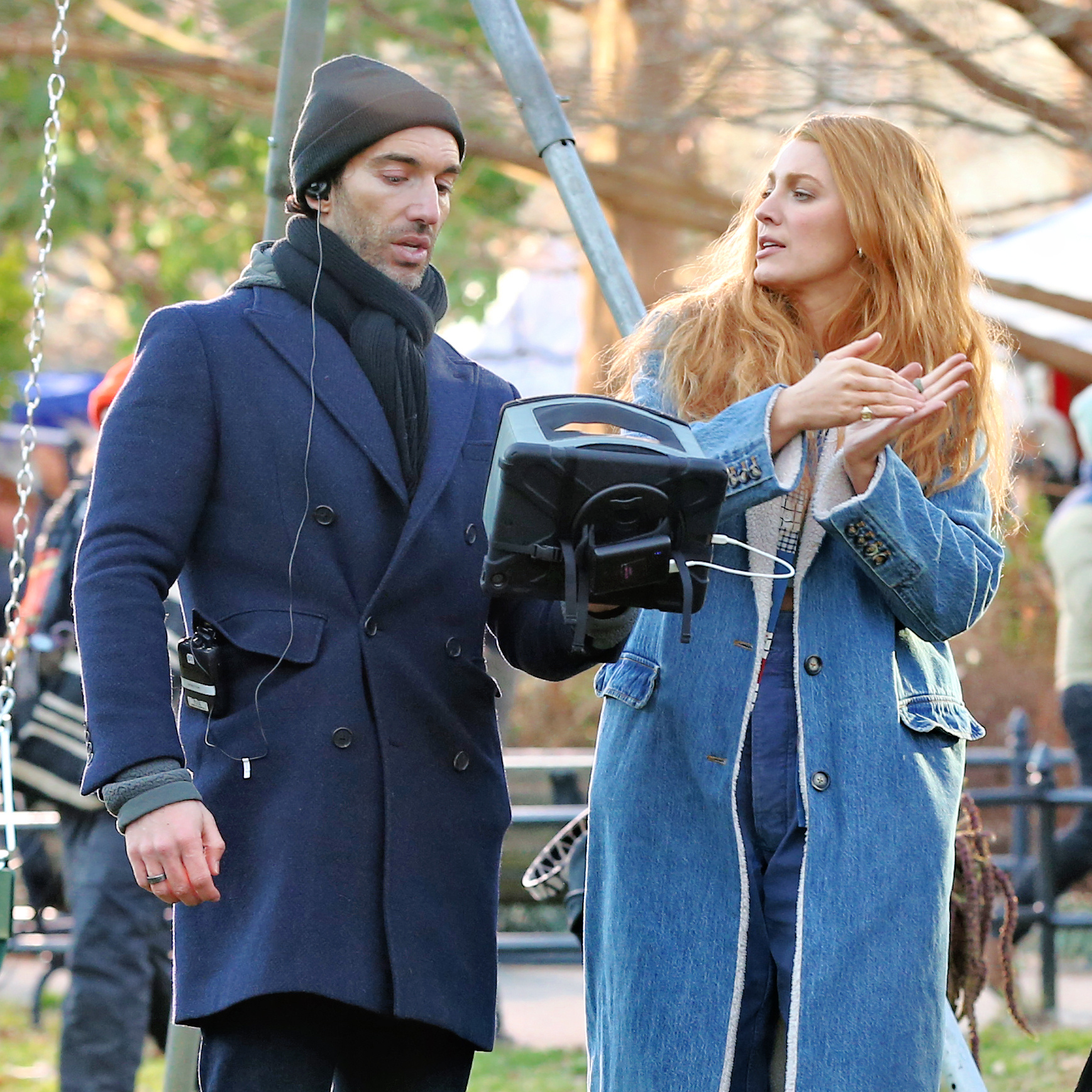 Justin Baldoni and Blake Lively on set of "It Ends With Us."