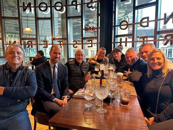 The Prince of Wales meeting Aston Villa supporters in a Wetherspoons pub in the centre of Birmingham ahead of an away match at Everton. The Prince spe