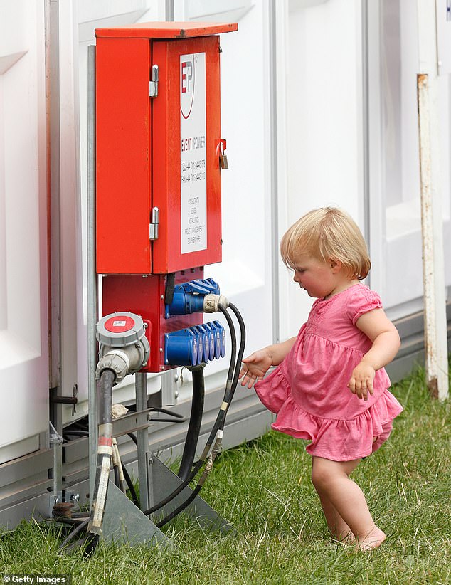 Mia curiously wandering over to an electric generator at the Festival of British Eventing in 2015