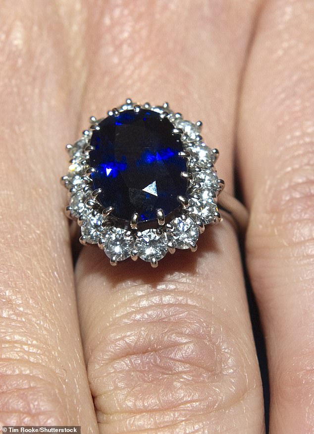 One of the most famous pieces of jewellery in history, Kate's sapphire and diamond engagement ring was purchased by Charles for Diana in 1981. It cost £28,000 and is now valued at upwards of £300,000