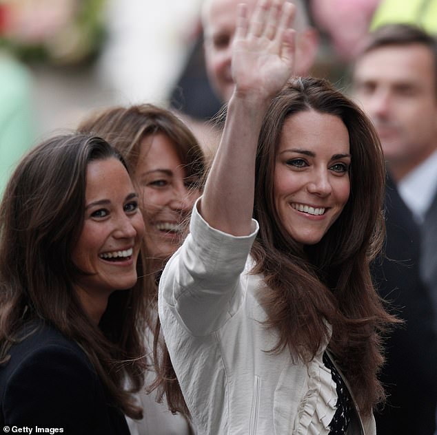 Pippa with her mother Carole Middleton and her sister Kate the day before the Royal wedding in April 2011