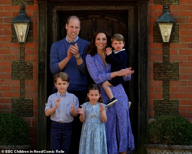 During the 'Clap for Carers' initiative, the family of five coordinated in shades of blue