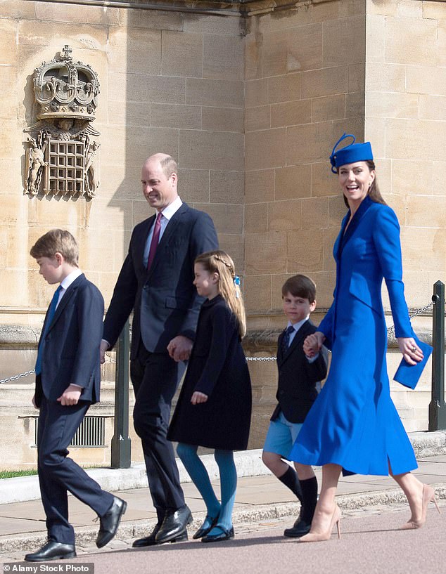 Kate, William and their children embraced varying shades of blue for the 2023 Easter Sunday church service, showcasing their signature coordinated style