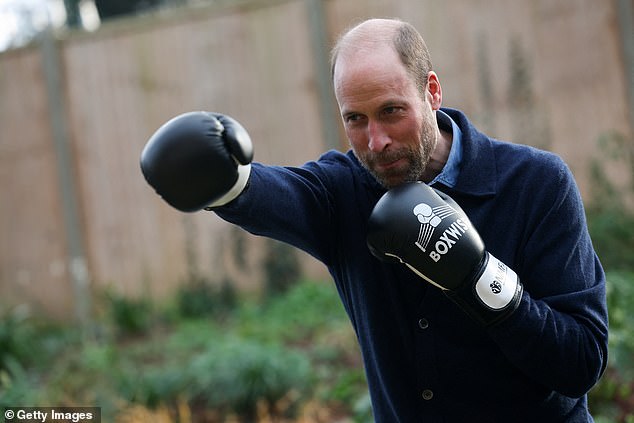 Stress relief! The 42-year-old looked to have a nifty right hook as he showed off his boxing moves during the visit