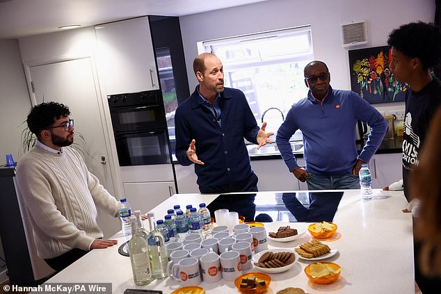 Prince William is seen at the Ealing centre, which  offers 17 beds for young people aged 16-25