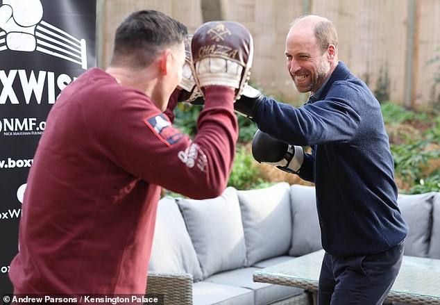 William looked to be enjoying the physical challenge as he showered left and right upper cuts on his sparring partner's pads