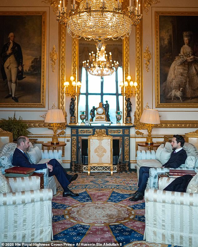 Prince William has a meeting with Crown Prince Hussein of Jordan at Windsor Castle today